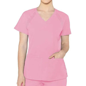 Mujer antiarrugas transpirable estirable Hospital Scrubs uniforme trajes fácil de lavar médico mujeres elegantes Scrubs Tops - Product Image 4