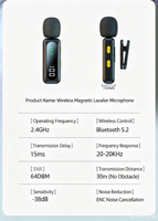 Micrófono Lavalier Inalámbrico 2.4G con Cancelación de Ruido AI, Clip de Micrófono Dual para Grabación de Video en iPhone, Conexión Lightning/Tipo-C, Portátil, CE FCC