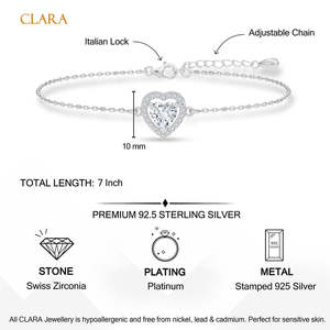 NOVAMART Fine Adorable Silver Heart Solitaire Chain <b>Bracelet</b> with Adjustable Wholesale Export - Product Image 5