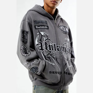 Sweat à capuche personnalisé OEM pour hommes, poids lourd, coupe carrée, 500 g/m², 100% coton, fermeture éclair, impression complète, logo personnalisé pour l'hiver - Product Image 6