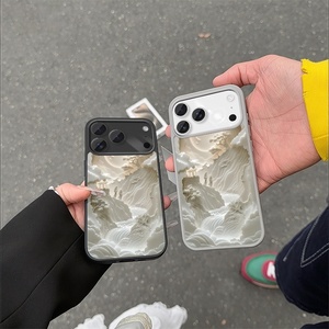 New Arrival Shanshui Magnetic Sublimation Blank Phone Case for 17 Pro Max Soft TPU White Flower <b>Cartoon</b> Design Unisex - Product Image 2