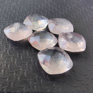 AAA + คุณภาพหินควอทซ์โรสควอทซ์เจียระไนแบบ Briolette checker รูปทรงสี่เหลี่ยมตัดพลอยทุกขนาดขายส่งอัญมณี-สีชมพู - Product Image 6