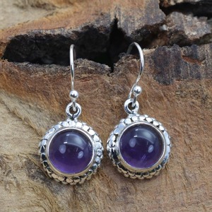 Pendientes clásicos de plata maciza 925, joyería para mujer, Plata de Ley 925, amatista, piedras preciosas, estilo bohemio, pendientes hechos a mano, regalo - Product Image 4