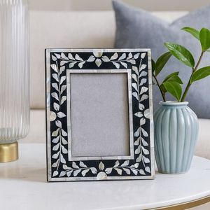 Mother of Pearl Customizable <b>Photo</b> <b>Frame</b> with Inlaid Design Decorative Shell for Office Desk Display and Custom Logo Option - Product Image 1