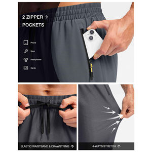 Pantalones de hombre repelentes al agua con múltiples bolsillos y cordón ajustable, pantalones de punto para senderismo al aire libre, pantalones impermeables para hombre - Product Image 5