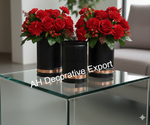 Jarrón de Metal de Lujo con Arreglo de Rosas Rojas Artificiales, Centro de Mesa de Flores Artificiales de Alta Calidad, Diseño Moderno, Portátil para Bodas/Mesa de Hogar - Product Image 6