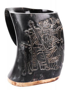 Taza de cuerno natural de cuerno vikingo de cerámica de inspiración medieval de gran calidad con agarre perfecto para fiestas y ventas de cerveza - Product Image 1
