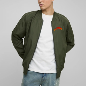 OEM/ODM vente en gros sur mesure de couleur unie coupe décontractée veste universitaire zippée Streetwear blouson d'aviateur en tissu Stan pour homme - Product Image 4