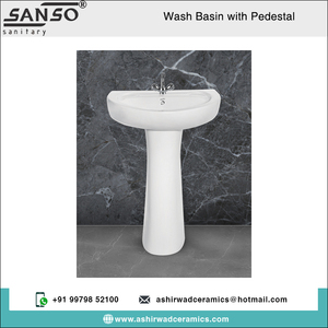 Vente exclusive sur un évier sur pied ovale en céramique blanche classique de haute qualité et écologique d'une capacité de 20L avec design au sol - Product Image 2