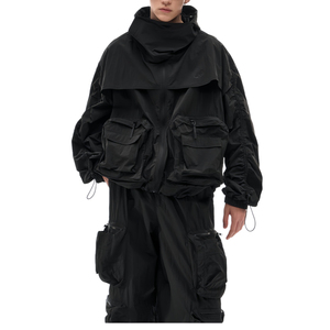 ชุดแทรคสูทผู้ชายผ้าเฟรนช์เทอร์รี่ แขนยาว มีฮู้ดแบบมีเชือกผูก กระเป๋าคาร์โก้ ทรงปกติ กางเกงจ็อกเกอร์ผ้าทวิลล์ คุณภาพสูง - Product Image 5