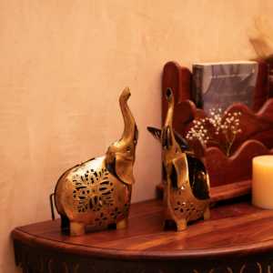 Par de Elefantes con Portavelas en su Estómago para Decoración del Hogar - Product Image 3