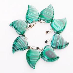 Hot Selling Christian Beetle Leaf Shape Malachite Gemstone Pendant-Sterling Silver <b>Heart</b> <b>Charm</b> Jewelry for Women - Product Image 1