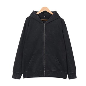 Manteau à capuche zippé de haute qualité Acid Wash Vintage Puff Printing Hoodie Oversized 400 Gsm Heavyweight Hommes Hoodies & Sweatshirts - Product Image 6