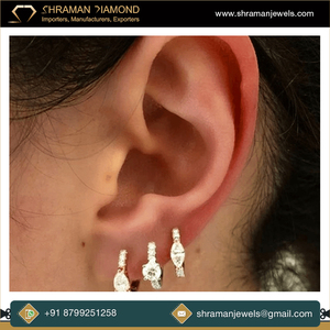 Women's Modern Design Fashion Jewelry 10K Solid Gold Custom Pear Cut Lab Grown Diamond <b>Stud</b> Hoop Daily Earrings Anniversary Gift - Product Image 3