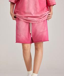 Custom Unisex Sweat Shorts Raw Edge French Terry Fleece Heavy Cotton Casual Gym Mens Run Fitness Vintage Acid Wash Shorts - Product Image 2