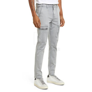 Pantalon cargo décontracté pour homme, léger, taille mi-haute, avec poches pratiques, tissu 100% coton confortable pour les tâches en plein air et les voyages - Product Image 3