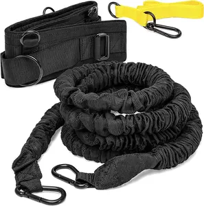 Heavy Duty Outdoor Bungee Cords with Double J Hooks and Durable Belt available in Black Color for Speed Training Exercises