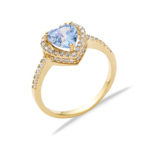 Forma de corazón aguamarina CZ piedra turca hecha a mano al por mayor 925 anillo de racimo de plata esterlina - Product Image 3