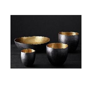 Bol de service écologique en aluminium poli argenté et doré, design feuille, pour fruits secs, chocolats, usage hôtelier - Product Image 3