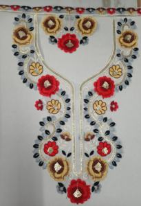 Col en tissu net brodé classique avec des reflets de séquence pour robe de chemisier de mariage kurti décolleté boutique wear - Product Image 4