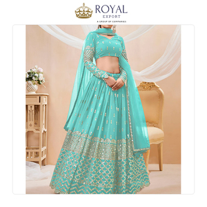 Proveedor Mayorista de Ropa de Novia de Diseño, Ropa India, Georgette con Lentejuelas y Bordado Zari, Lehenga Choli - Product Image 5