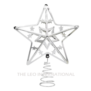 Adorno de Árbol de Navidad en Forma de Estrella Hueca de Metal Plateado Brillante, Tamaño Personalizado, Decoración Festiva - Product Image 4