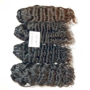 Extensiones de cabello humano indio de Color negro ondulado profundo Natural virgen 100%, cutícula alineada y sin paquetes procesados químicamente - Product Image 6