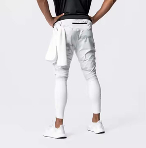 Men's <b>White</b> Sublimation Printed Sporty Leggings Elastic Waist Quick Dry Lightweight Spandex Polyester Pants Summer Wear - Product Image 2