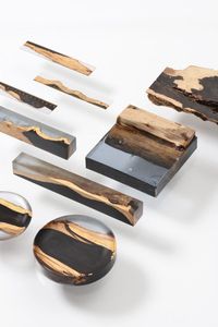 Ensemble de sous-verres en résine époxy de qualité WOOD avec effet océan Dessous de verre décoratifs carrés ronds en résine époxy par Craftsy Home - Product Image 5