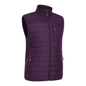 Gilets bouffants couleur marron foncé fermeture éclair sans manches nylon polyester chaud hiver coupe-vent gilet bouffant avec trois poches vente en gros - Product Image 4