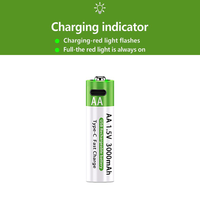 Batterie Lithium-Ion Rechargeable Type-C Haute Capacité Batterie AA&AAA pour Télécommande, Souris, Jouets Électriques