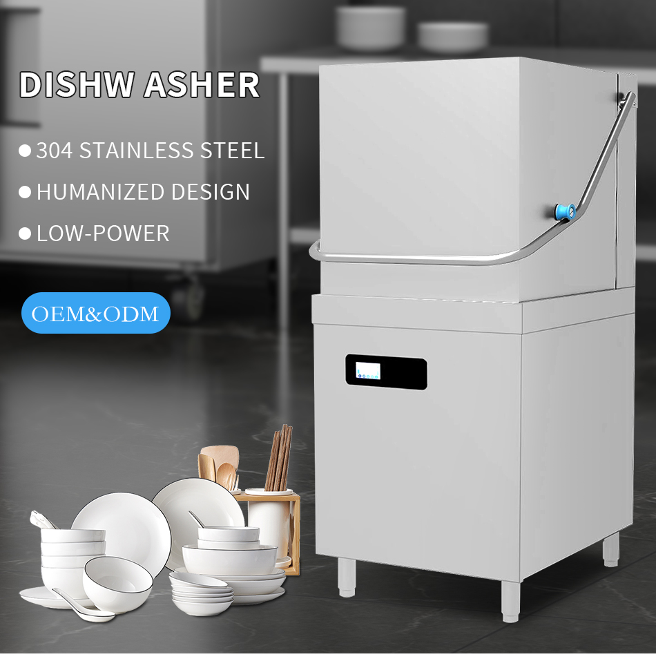 Commercial Electric Smart Automatic Stainless Steel Dishwasher with Hood Type Design for Hotels and Restaurants