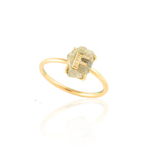 Productos más vendidos, anillo personalizado con inicial de diamante redondo natural K18, banda apilable de oro amarillo sólido, anillos de joyería fina - Product Image 3