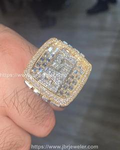 มาใหม่ VVS Baguette Moissanite เพชรเงิน3D หน้ากำหนดเองแหวนฮิปฮอปเย็นสำหรับแร็ปเปอร์สวมใส่ทุกวัน - Product Image 1
