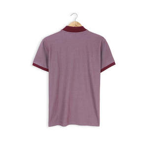 Tissu piqué de marque 6XL pour polo bordeaux coupe ajustée Caractéristiques anti-rides et compressées Motif brodé à carreaux foncés - Product Image 3