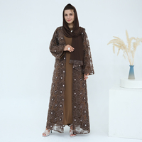 Loriya 2026 Cardigan en dentelle florale 3D fait main avec perles, Abaya pour femme avec Hjiab assorti, Vêtements pour femmes, Abaya de luxe