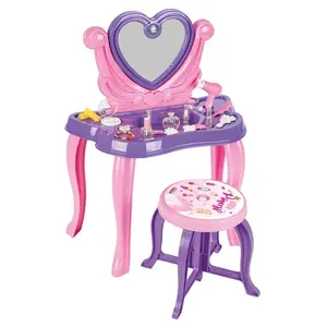 Wholesale Heart Vanity Set 19 Pcs Beauty Table Princess Learn Play Kids Makeup Set with Music Box Toys for Girls