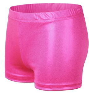 Pantalones cortos de baile para niñas niños bronceado pantalones metálicos elásticos niños brillante Ropa de baile gimnástica en blanco sólido deportes brillo brillante - Product Image 2