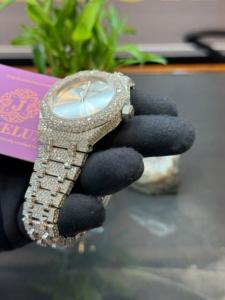 Montre-bracelet en acier inoxydable à quartz, ton or rose de luxe, avec diamants Moissanite VVS améliorés, mouvement mécanique, étanche – Grande Vente - Product Image 2