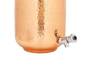 Distributeur de cruche d'eau en cuivre imprimé Conteneur d'eau sain de style ayurvédique Distributeur d'eau en cuivre imprimé floral de luxe - Product Image 6