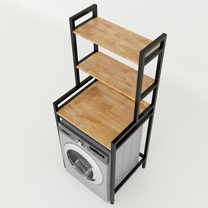 Estante para Lavadora de 3 Niveles KMG68014, Requiere Ensamblaje, Estructura de Hierro y Madera de Caucho, 72x60x180cm, Tipo Vertical para Instalación en Baño - Product Image 1