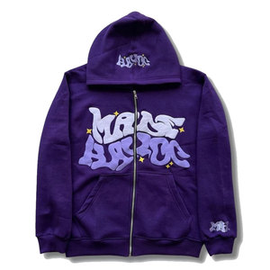 Sudadera con capucha de peso pesado para hombre French Terry Drop Shoulder Hoodies Custom Puff Printed Oversize Zip Up Sudaderas con capucha - Product Image 1