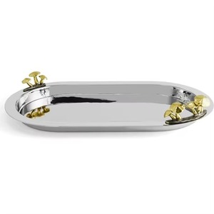 Plateau de service en métal écologique durable fait à la main avec des accents dorés, design moderne, passe au lave-vaisselle, pour la maison, l'hôtel, les mariages, les fêtes - Product Image 4