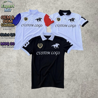 Chemise polo pour homme avec logo brodé personnalisé, badge équestre, coton piqué, manches courtes, couleur contrastée, polo de golf, t-shirt