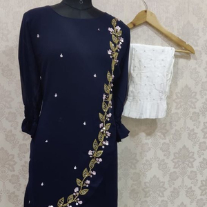 DESIGNER INDIEN/PAKISTANI ZARI BRODERIE TRAVAIL SUR LONG KURTA, PANTALON AVEC ROBE DUPATTA POUR robe de soirée pour fête/mariage = 2023 - Product Image 1
