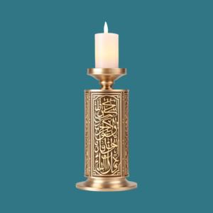 Portavelas de pilar de caligrafía dorada de lujo, exquisito arte de Metal, decoración del hogar y regalos de Ramzan, soportes de luz de té - Product Image 3