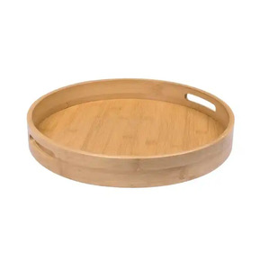 Plateau de service en bois de forme ovale finition naturelle plateau et plat de taille standard pour servir et décoration de table - Product Image 2