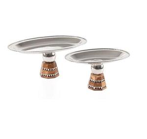 Bandeja de Servir de Acero Inoxidable Hecha a Mano con Base de Madera Pulida para Chocolate y Frutas, Ecológica y Apta para Lavavajillas - Product Image 1