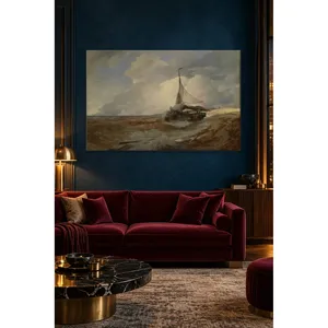 Impresión en lienzo del barco de pesca Fida Achenbach en aguas agitadas - Product Image 4