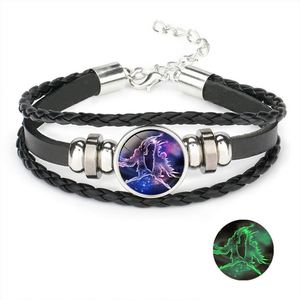 Vendita calda abbagliante luminoso 12 oroscopi bracciale in pelle regolabile per uomini e donne alla moda ornamenti G191 - Product Image 3